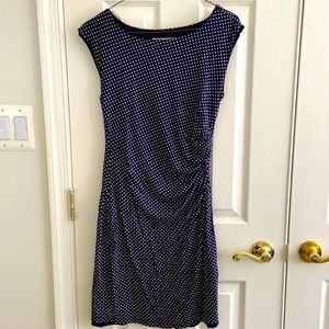 Navy and cream polka dot LOFT dress size S. Excellent condition